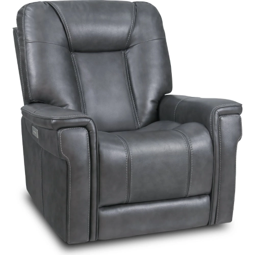 Sanibel Power Recliner w/ Lay Flat, Head Rest & Lumbar in Storm Gray Top Grain Leather